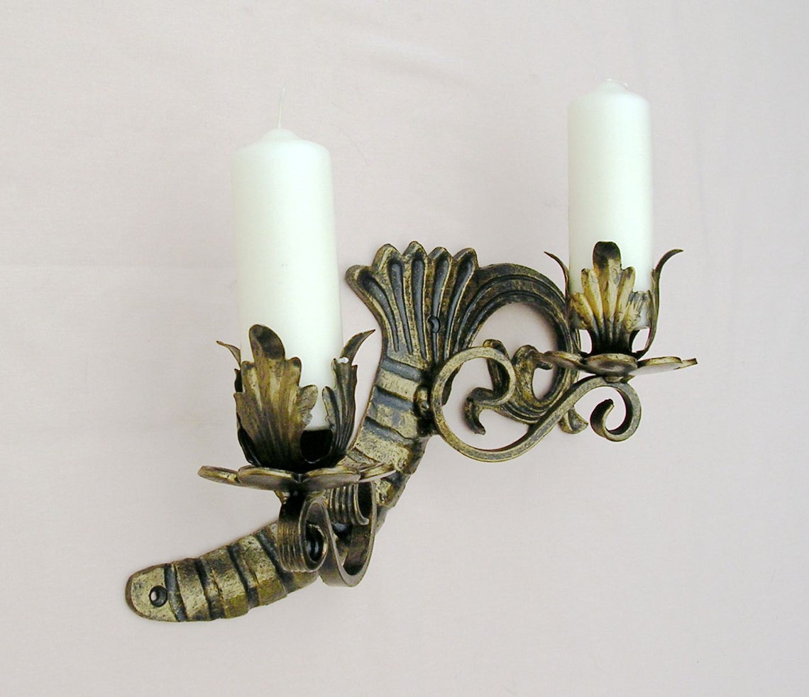 Wrought Iron Candle Wall Sconce Etsy UK