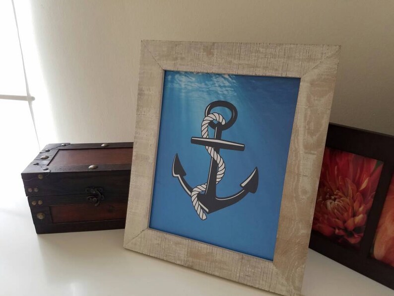Blue Anchor Nautical Print Nautical Room Decor Beach Printable Blue Wall Art Ocean Themed Decor 8 10 Printable Boat Art Gift For Him