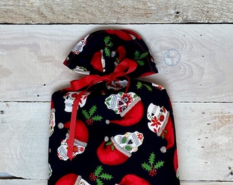 Reusable Fabric Gift Bag -- Holiday Sugar Skulls