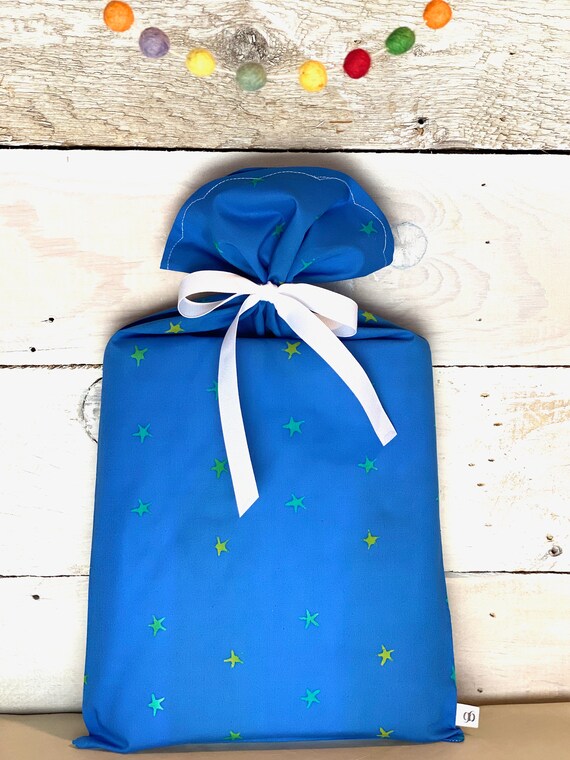 Reusable Fabric Gift Bag -- Batik Stars