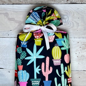 Reusable Fabric Gift Bag -- House Cacti