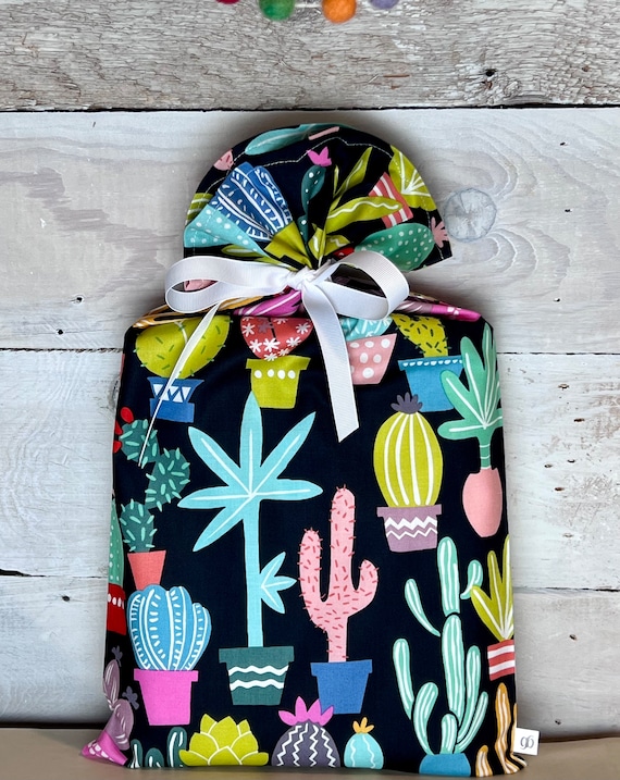 Reusable Fabric Gift Bag -- House Cacti