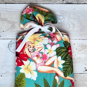 Reusable Fabric Gift Bag -- Pin-Ups