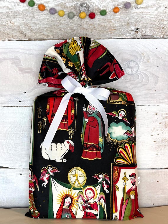 Reusable Fabric Gift Bag -- Golden Nativity