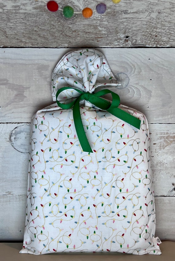 Reusable Fabric Gift Bag -- String of Lights