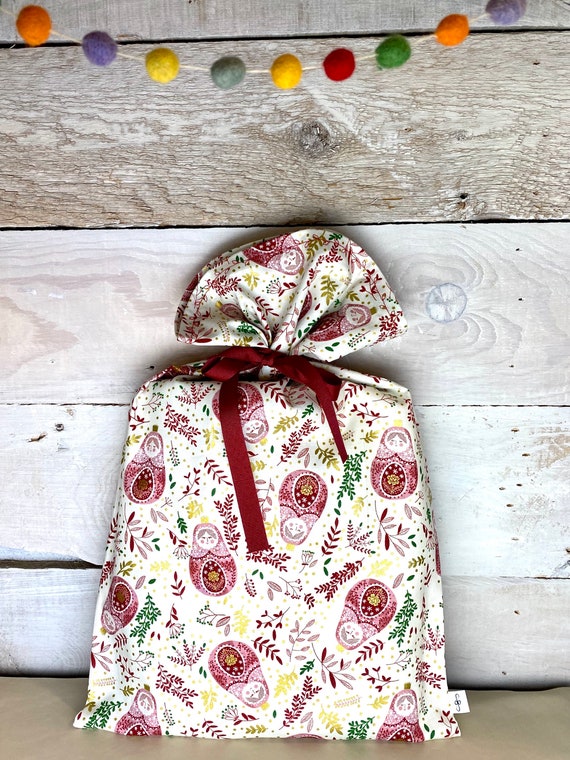 Reusable Fabric Gift Bag -- Nesting Dolls