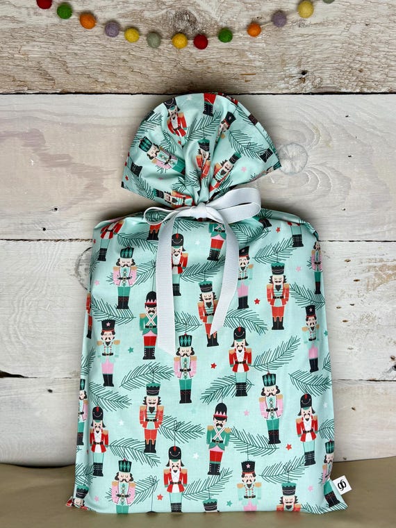 Reusable Fabric Gift Bag -- Nutcracker Christmas