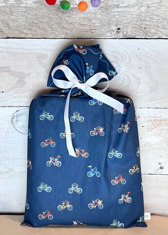 Reusable Fabric Gift Bag -- Let's Go Ride a Bike