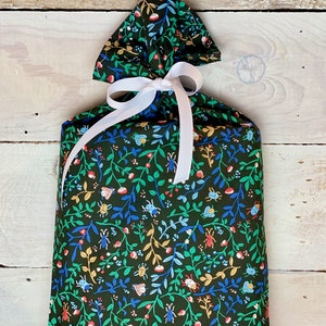 Reusable Fabric Gift Bag -- Beetles