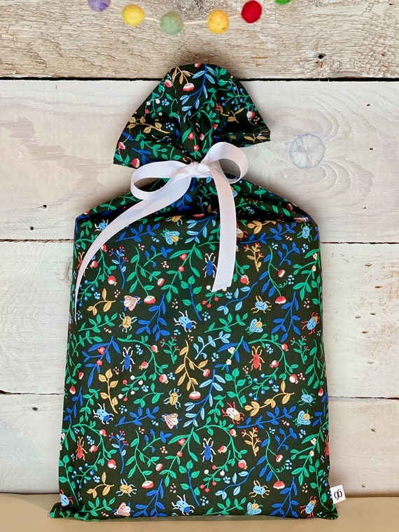 Reusable Fabric Gift Bag -- Beetles