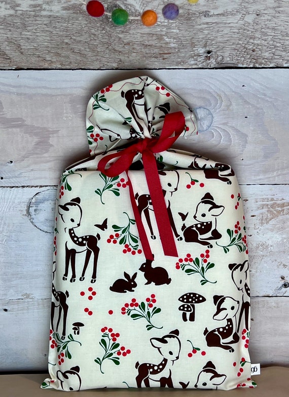 Reusable Fabric Gift Bag -- Doe a Deer