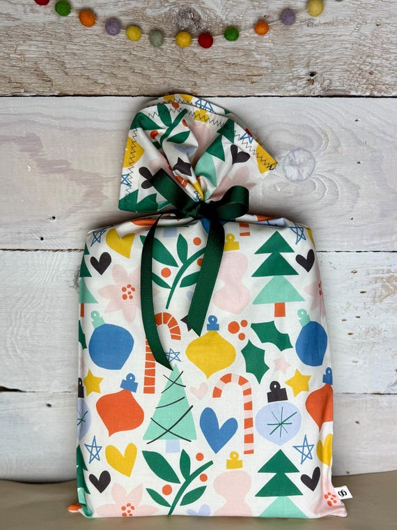 Reusable Fabric Gift Bag -- 'Tis the Season