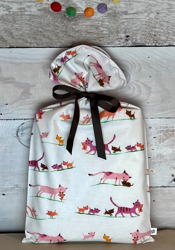 Reusable Fabric Gift Bag -- Mamas and Kittens