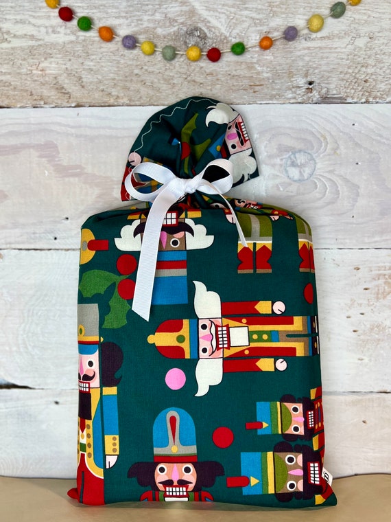 Reusable Fabric Gift Bag -- Big Nutcrackers