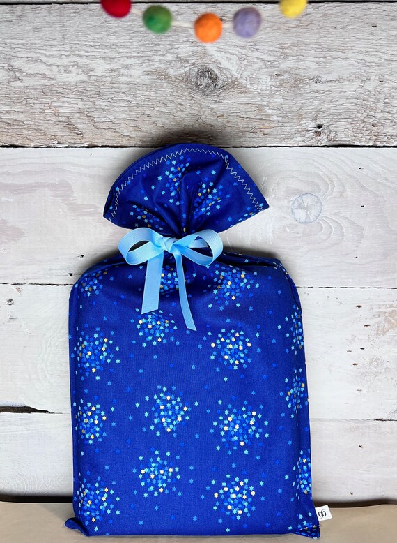 Reusable Fabric Gift Bag -- Star of David Sparkles