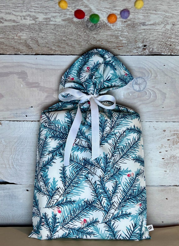 Reusable Fabric Gift Bag -- Holiday Pine