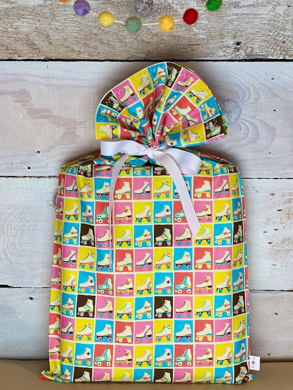 Reusable Fabric Gift Bag -- Roller Derby
