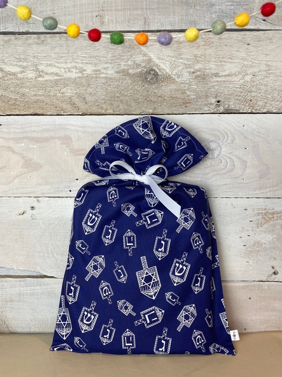Reusable Fabric Gift Bag -- Dreidel