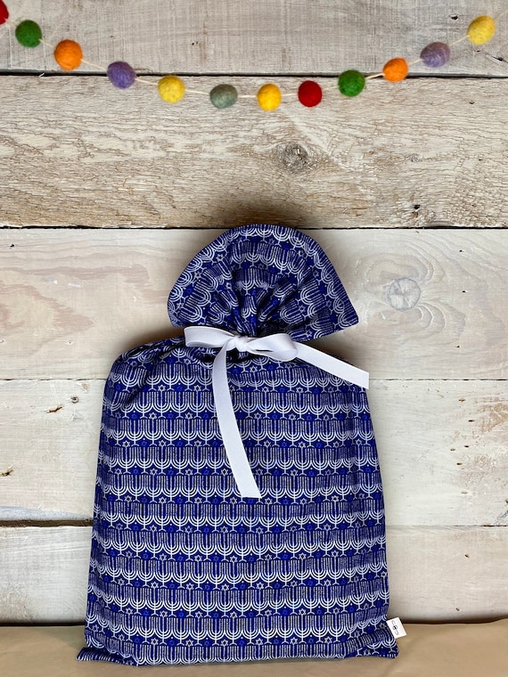 Reusable Fabric Gift Bag -- Light the Menorah