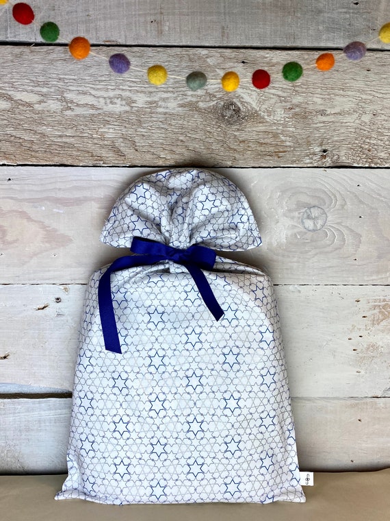 Reusable Fabric Gift Bag -- Star of David