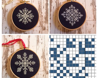 PDF Christmas cross stitch patterns set of 3 snowflakes