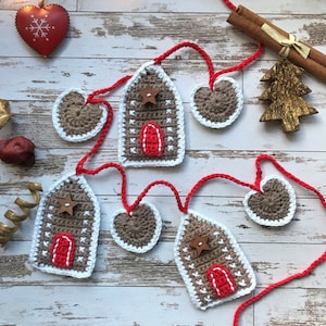 PDF crochet gingerbread Christmas bunting US/UK