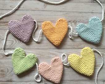 PDF Crochet heart bunting pattern download UK/US