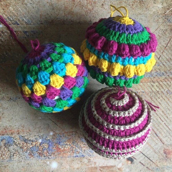 PDF crochet baubles pattern download US/UK