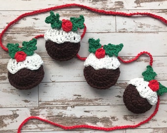 PDF crochet Christmas pudding bunting pattern UK/US