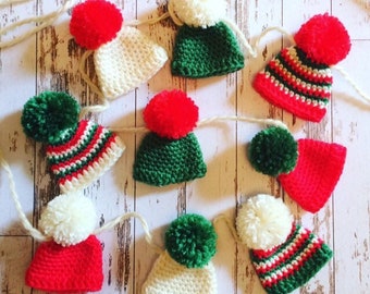 PDF mini bobble hat bunting crochet pattern US/UK