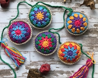 PDF Crochet granny stitch bauble bunting pattern UK/US