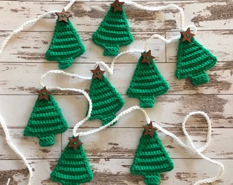 PDF crochet pattern Christmas tree bunting US/UK