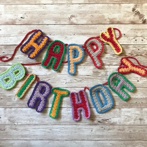 PDF crochet pattern Happy Birthday bunting UK/US