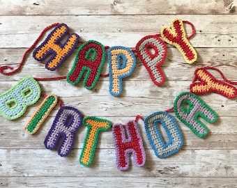 PDF crochet pattern Happy Birthday bunting UK/US