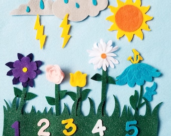 5 Little Flowers //felt board stories//Flannel board stories//Spring //Flannel stories//preschool felt//Educational toy