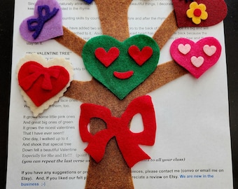 valentine tree felt stories 9 pieces//hearts flannel board story//Diversity felt story//valentine heart//being different//unique