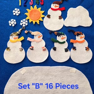 5 little snowmen felt stories 12 Pieces//5 Snowmen//felt board story winter