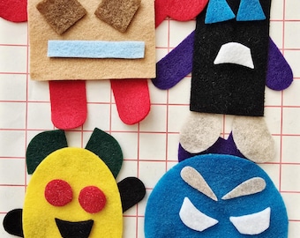4 Felt Shapes and body features, 65 Pieces total