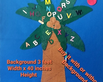 Chicka coconut Tree 3 Sizes 18"- 3 & 5 feet hight//felt board stories//Felt stories//Flannel board stories//alphabet//Librarian teacher gift