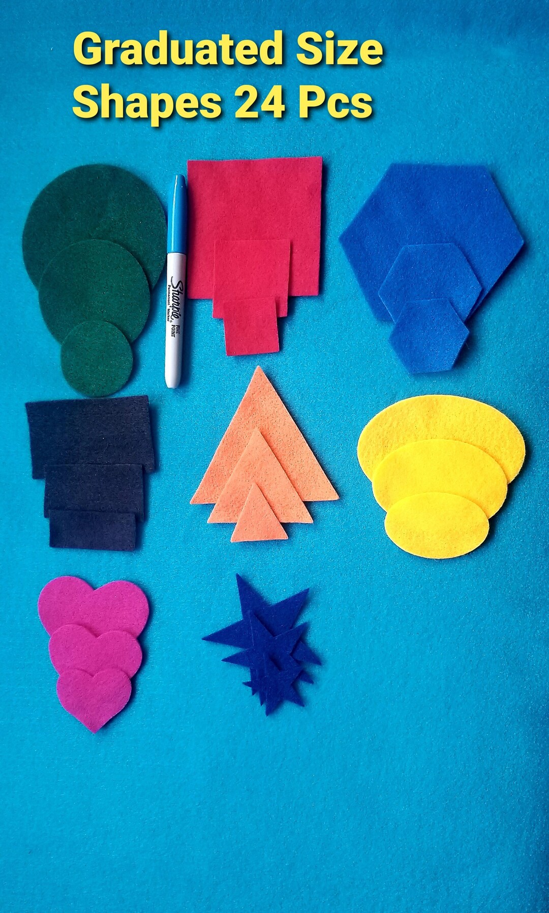 Felt Shapes Graduated Size 15 Pcs.//felt Board Shape Learning - Etsy
