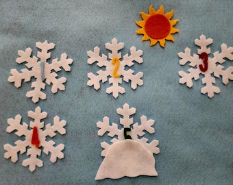 5 little /Big snowflakes felt stories//felt board stories//Flannel board stories//educational toy//math felt stories//winter felt stoties