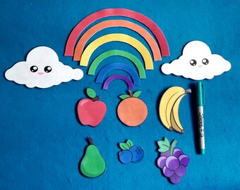Rainbow stew felt story//Rainbow colors felt board story//Preschool felt story