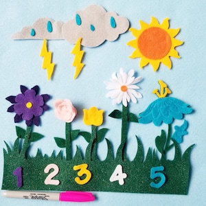 5 Little Flowers //felt board stories//Flannel board stories//Spring //Flannel stories//preschool felt//Educational toy