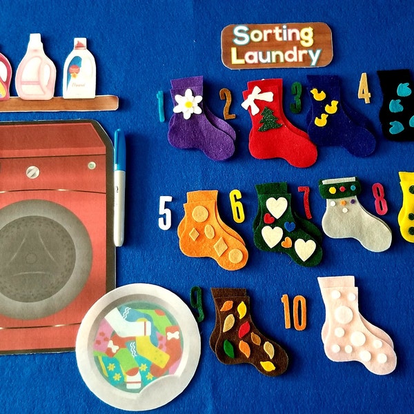 Felt Tactile matching activity//felt board stories counting tactile activity //Dryer has storage//preschool felt set//math educational toy