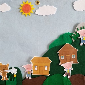 Wall felt background up to 18 pieces//3 LittlePigs Felt Story//party banner//felt board stories//flannel board//librarian gifts