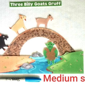 3 Billy Goats Gruff and Troll  Felt board  Story 7 PIECES//felt  stories//Felt Goats Fable flannel Story//librarians story//preschool