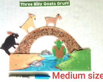 3 Billy Goats Gruff and Troll  Felt board  Story 7 PIECES//felt  stories//Felt Goats Fable flannel Story//librarians story//preschool