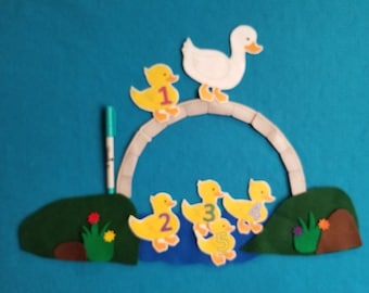 5 Little ducks felt board story/ Ducks away felt stories//father's Day gift to bond//ducks felt stories//Easter kids gift//farm theme