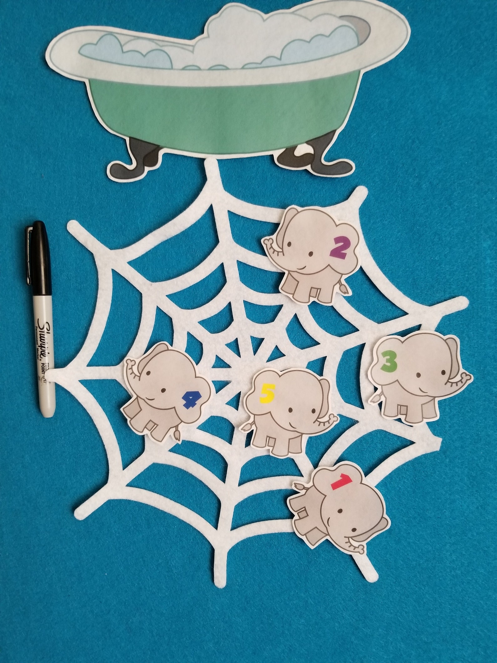 5 Elephants Bathtub Went Out to Play Felt Stories Set//5 Etsy