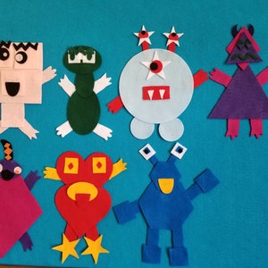 shapes felt board stories//Halloween monster felt board shapes//Easter basket stuffer//Geometric felt shapes/sorting shapes